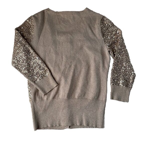 WHITE HOUSE BLACK MARKET WOMENS GOLD SEQUIN Snap Button Cardigan XS - Picture 2 of 13